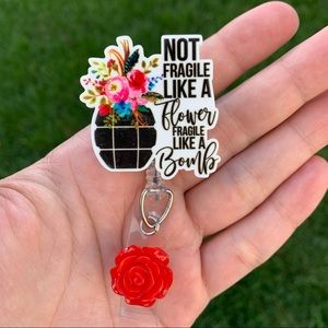 Fragile Like Bomb Strength Quote Nurse Retractable Badge Holder Christmas Gift